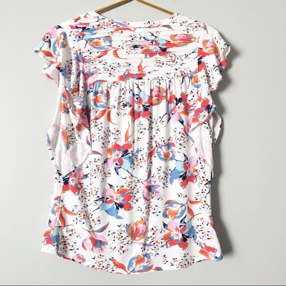 Anthropologie floral flutter sleeve top - Picture 6 of 6
